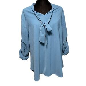 Moyabo Front Tie Blouse Teal Blue 2xl